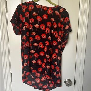 CAbi Black and Red poppy Top